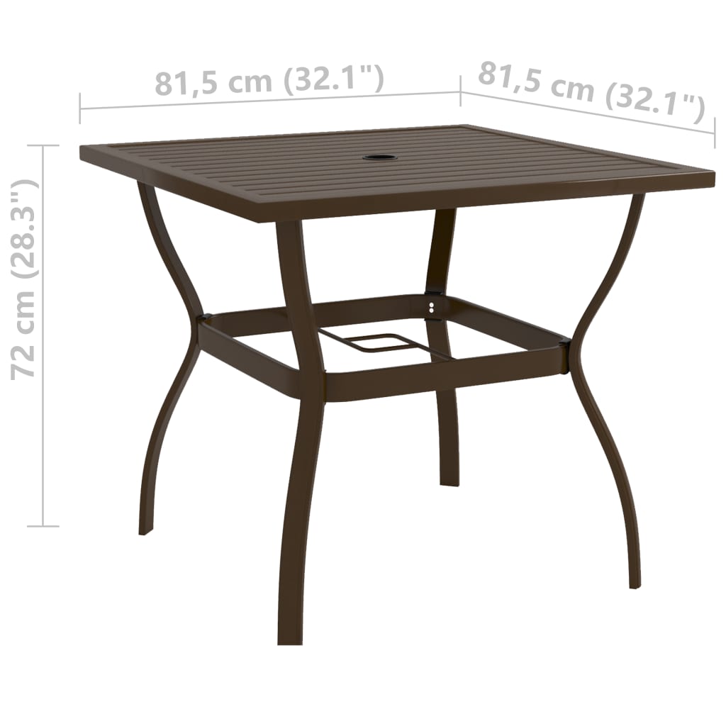 Tavolo da Giardino Marrone 81,5x81,5x72 cm in Acciaio - homemem39