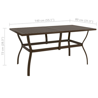 Tavolo da Giardino Marrone 140x80x72 cm in Acciaio - homemem39