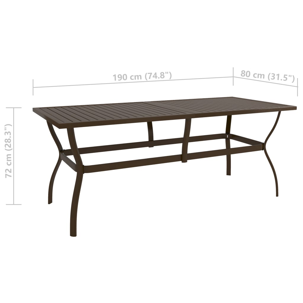 Tavolo da Giardino Marrone 190x80x72 cm in Acciaio - homemem39