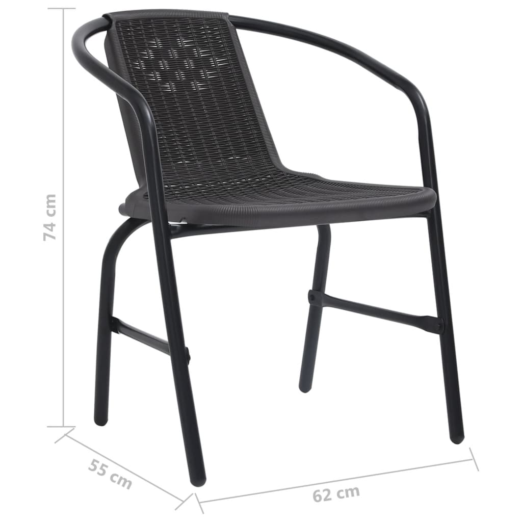 Sedie da Giardino 2 pz Nere Plastica Stile Rattan Acciaio 110kg - homemem39