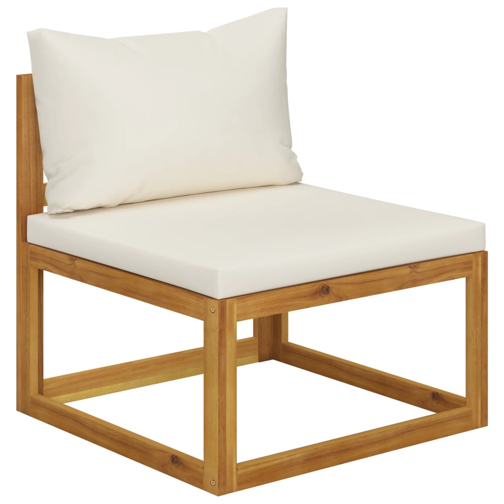 Set Divani da Giardino 3 pz con Cuscini Crema in Legno Acacia - homemem39