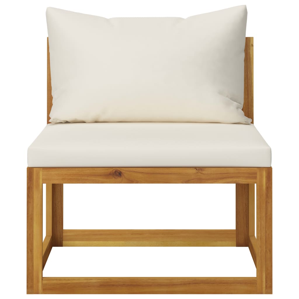 Set Divani da Giardino 2 pz con Cuscini Bianco Crema in Acacia - homemem39