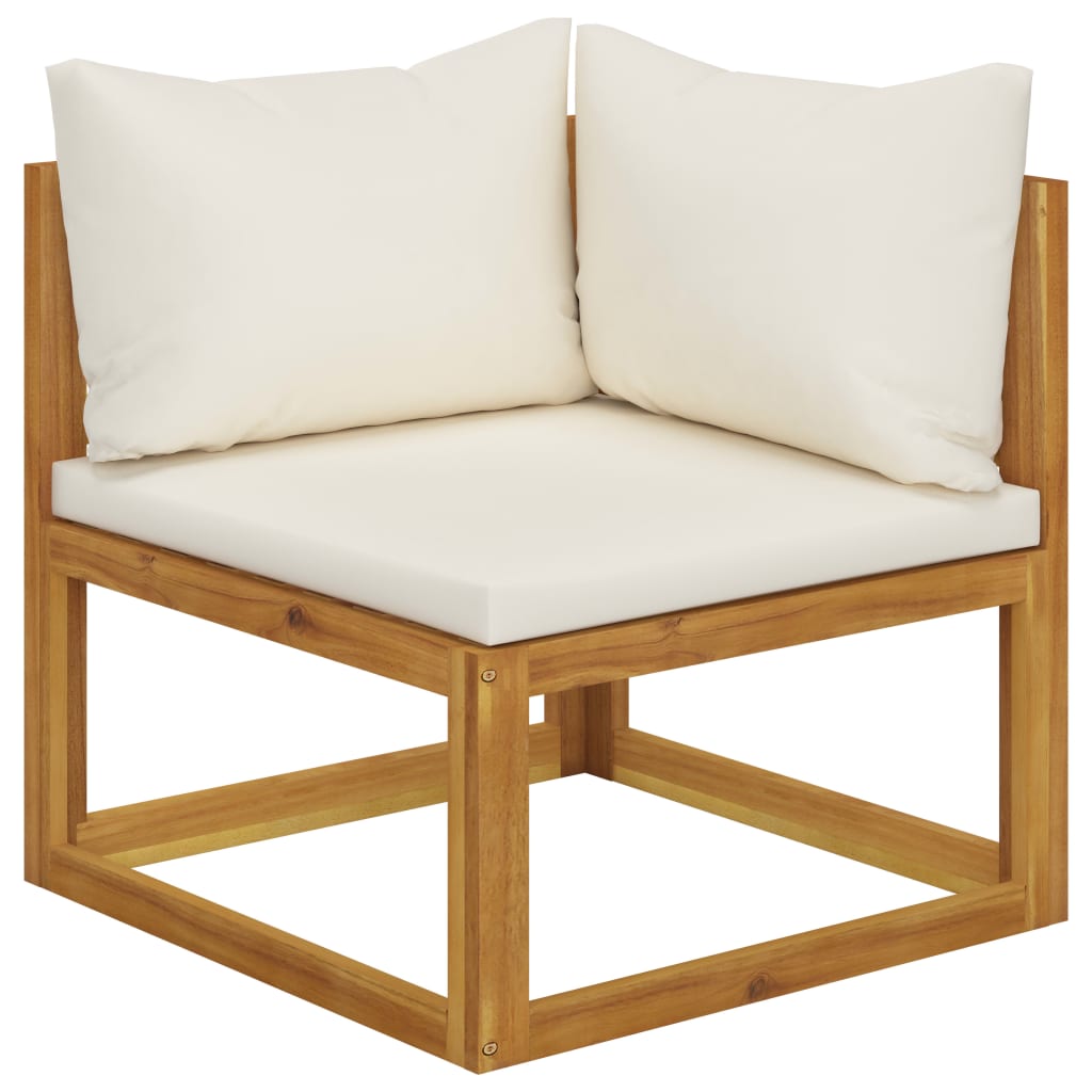 Set Divani da Giardino 2 pz con Cuscini Bianco Crema in Acacia - homemem39