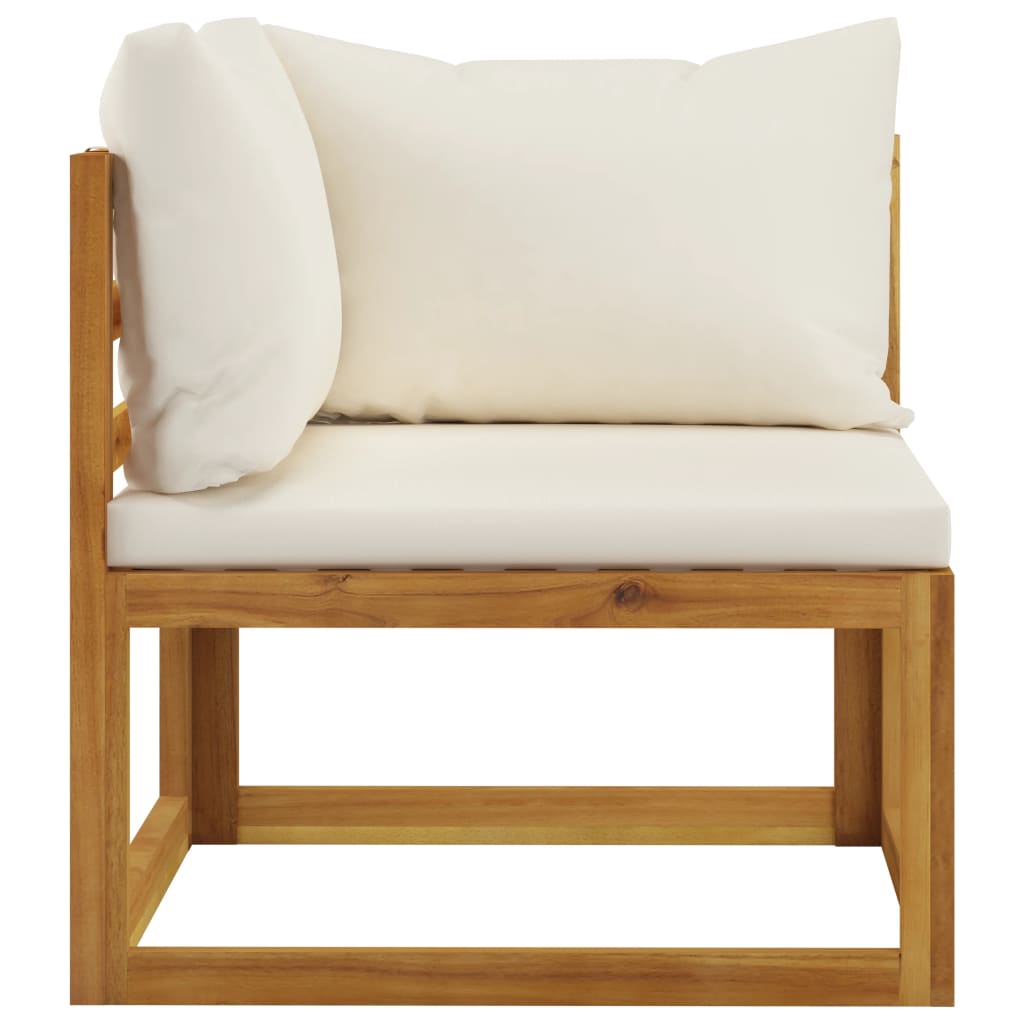 Set Divani da Giardino 2 pz con Cuscini Bianco Crema in Acacia - homemem39