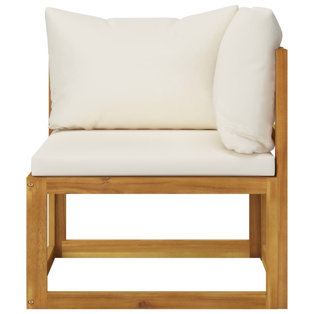 Set Divani da Giardino 2 pz con Cuscini Bianco Crema in Acacia - homemem39