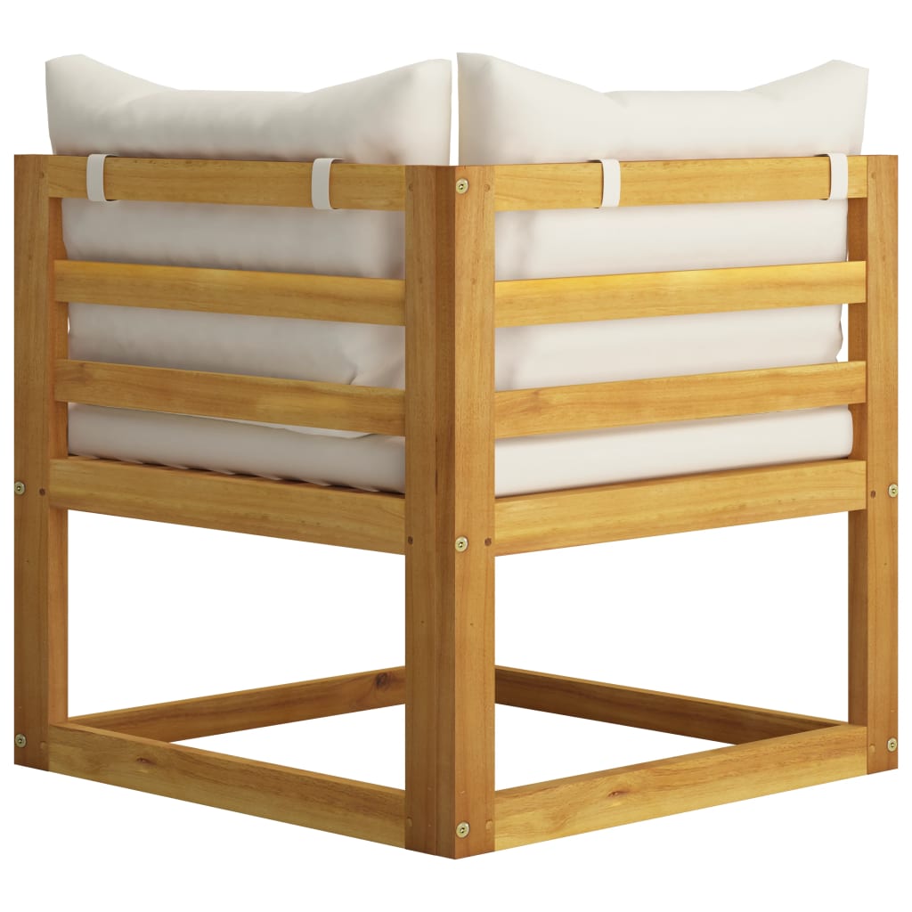 Set Divani da Giardino 2 pz con Cuscini Bianco Crema in Acacia - homemem39