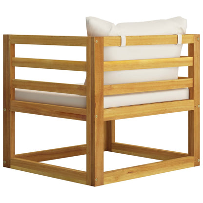 Sedia da Giardino con Cuscino Crema in Legno Massello di Acacia - homemem39