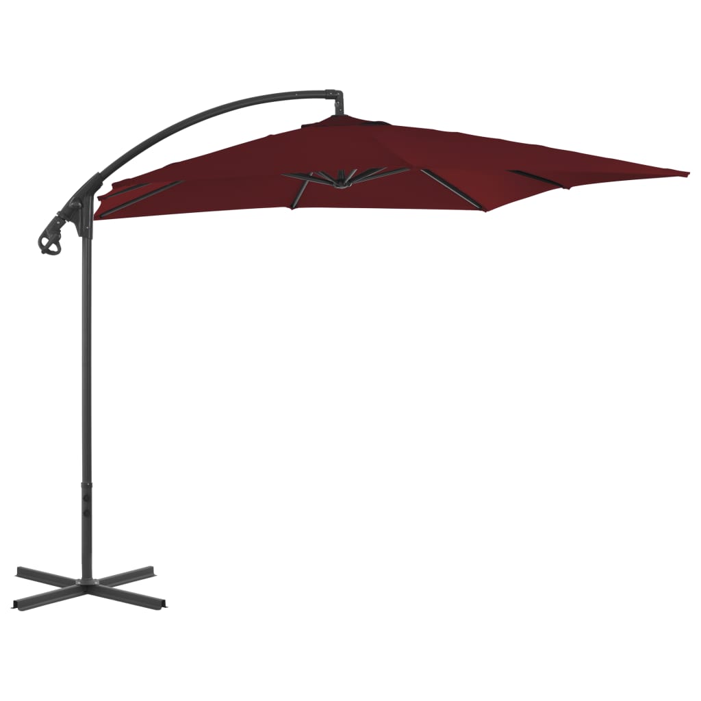 Ombrellone a Sbalzo con Palo in Acciaio 250x250 cm Rosso Vino - homemem39