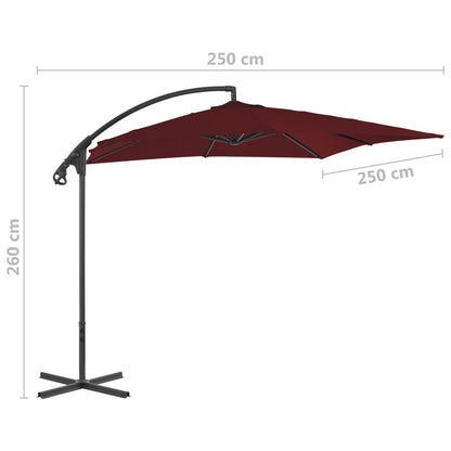 Ombrellone a Sbalzo con Palo in Acciaio 250x250 cm Rosso Vino - homemem39