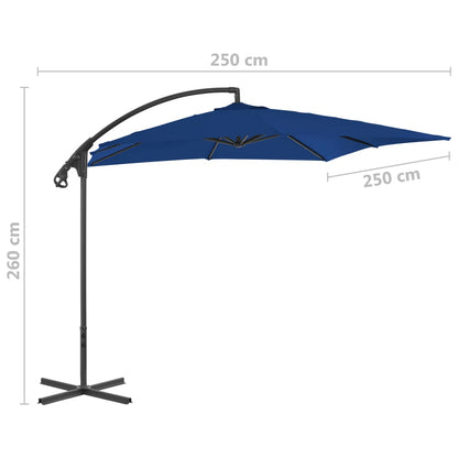 Ombrellone a Sbalzo con Palo in Acciaio 250x250 cm Azzurro - homemem39