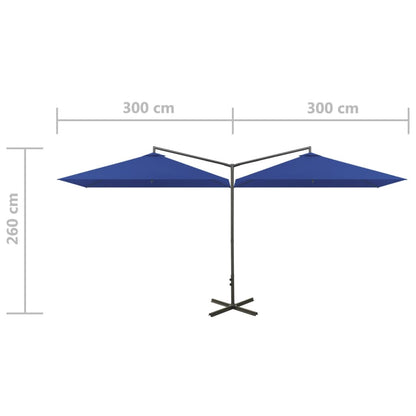 Ombrellone Doppio con Palo in Acciaio Azzurro 600x300 cm - homemem39