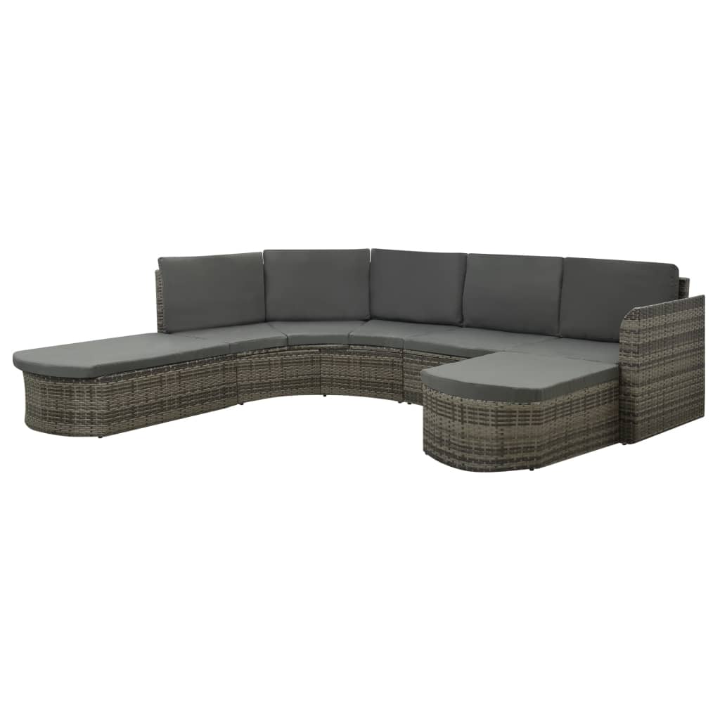 Set Divani da Giardino 4 pz con Cuscini in Polyrattan Grigio - homemem39