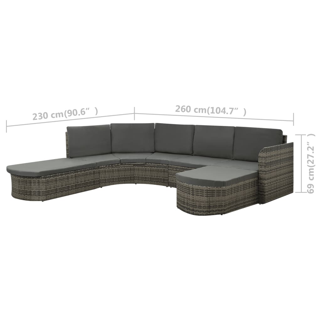 Set Divani da Giardino 4 pz con Cuscini in Polyrattan Grigio - homemem39