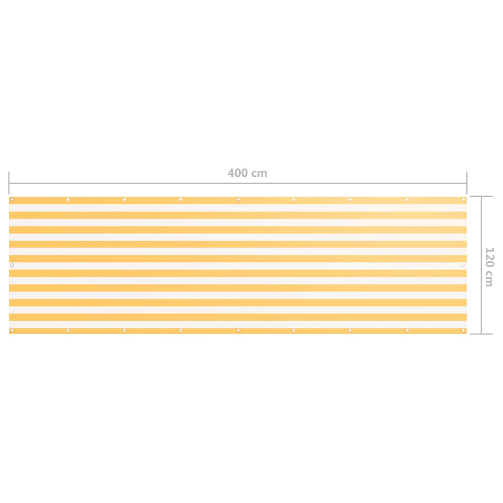Paravento Balcone Bianco e Giallo 120x400 cm Tessuto Oxford - homemem39