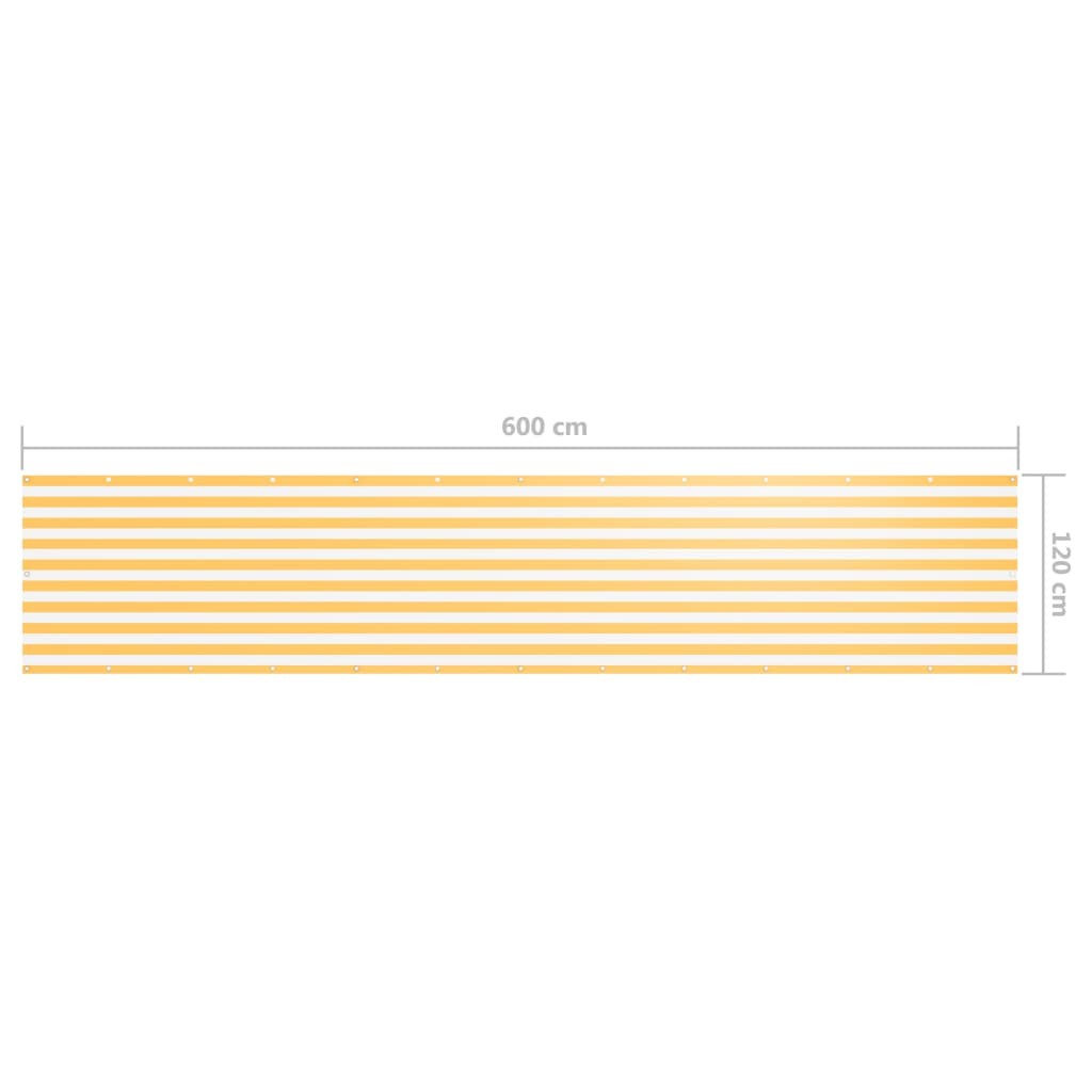 Paravento Balcone Bianco e Giallo 120x600 cm Tessuto Oxford - homemem39