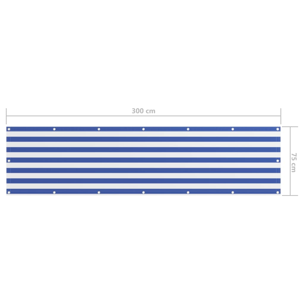Paravento da Balcone Bianco e Blu 75x300 cm Tessuto Oxford - homemem39