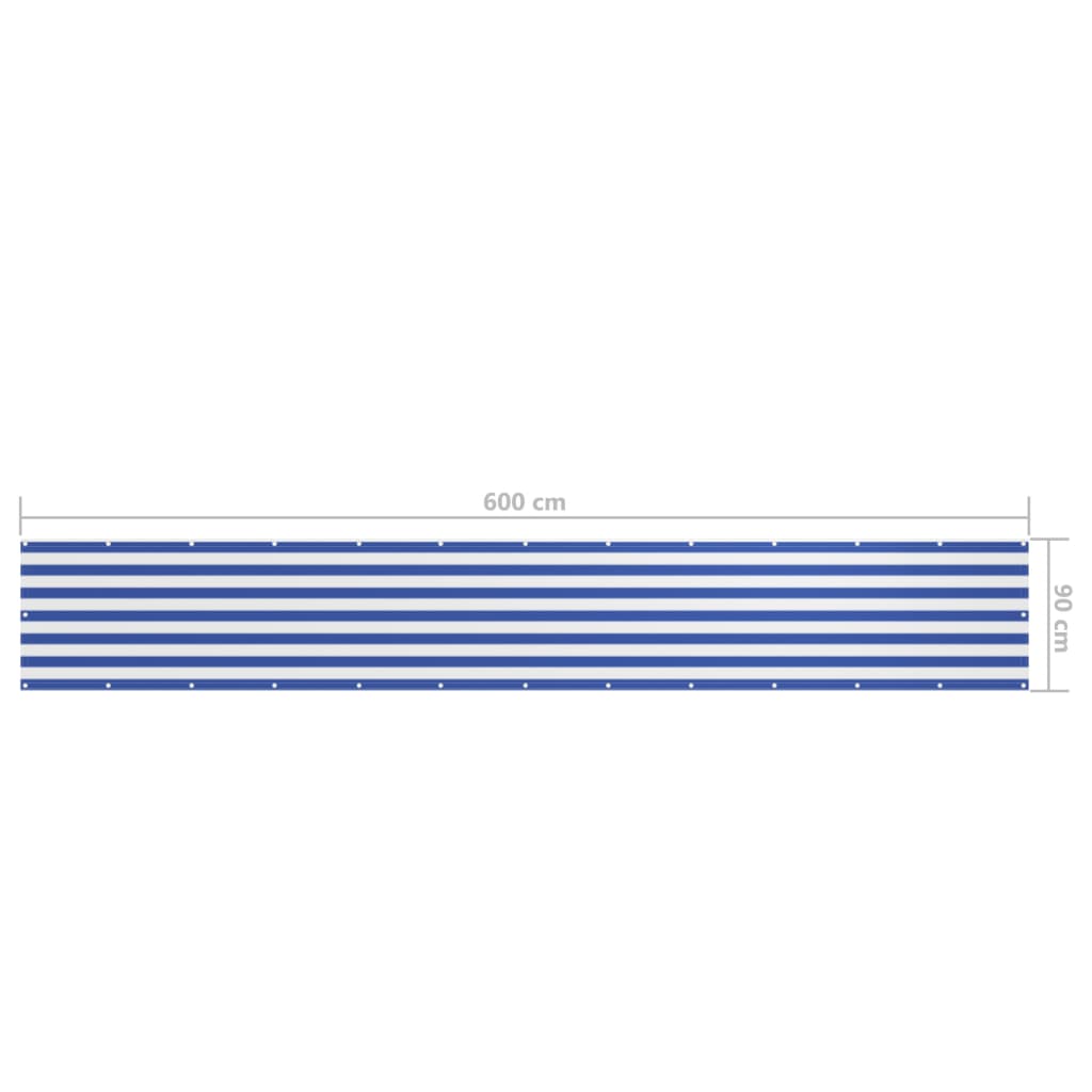 Paravento Balcone Bianco e Blu 90x600 cm Tessuto Oxford - homemem39