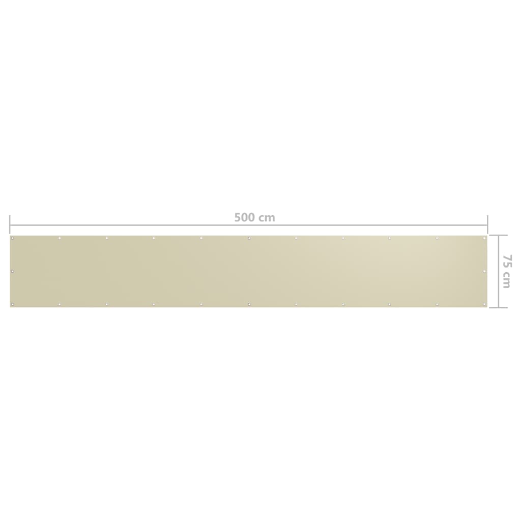 Paravento da Balcone Crema 75x500 cm Tessuto Oxford - homemem39