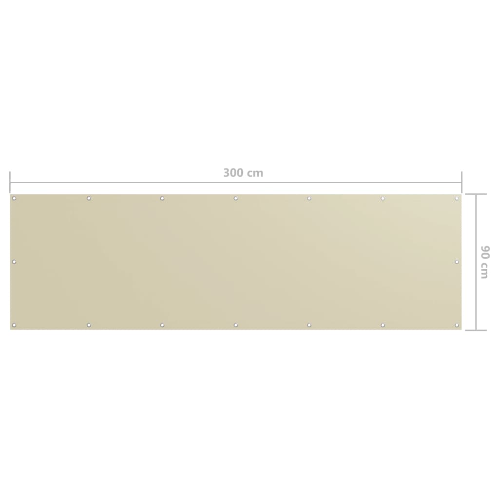 Paravento da Balcone Crema 90x300 cm Tessuto Oxford - homemem39