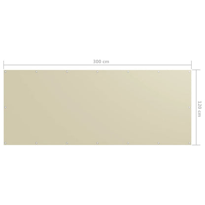 Paravento da Balcone Crema 120x300 cm Tessuto Oxford - homemem39