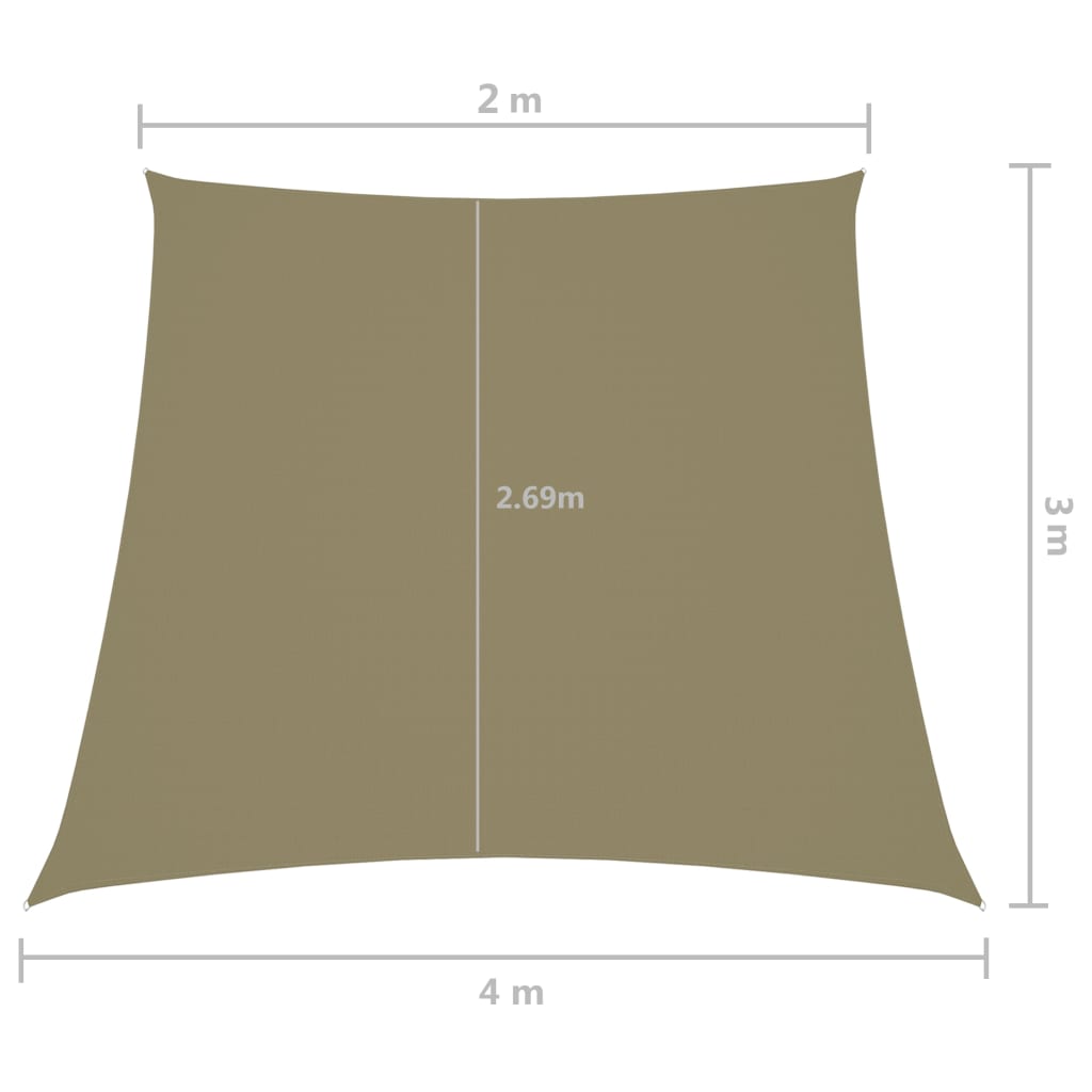 Parasole a Vela in Tela Oxford a Trapezio 2/4x3 m Beige - homemem39