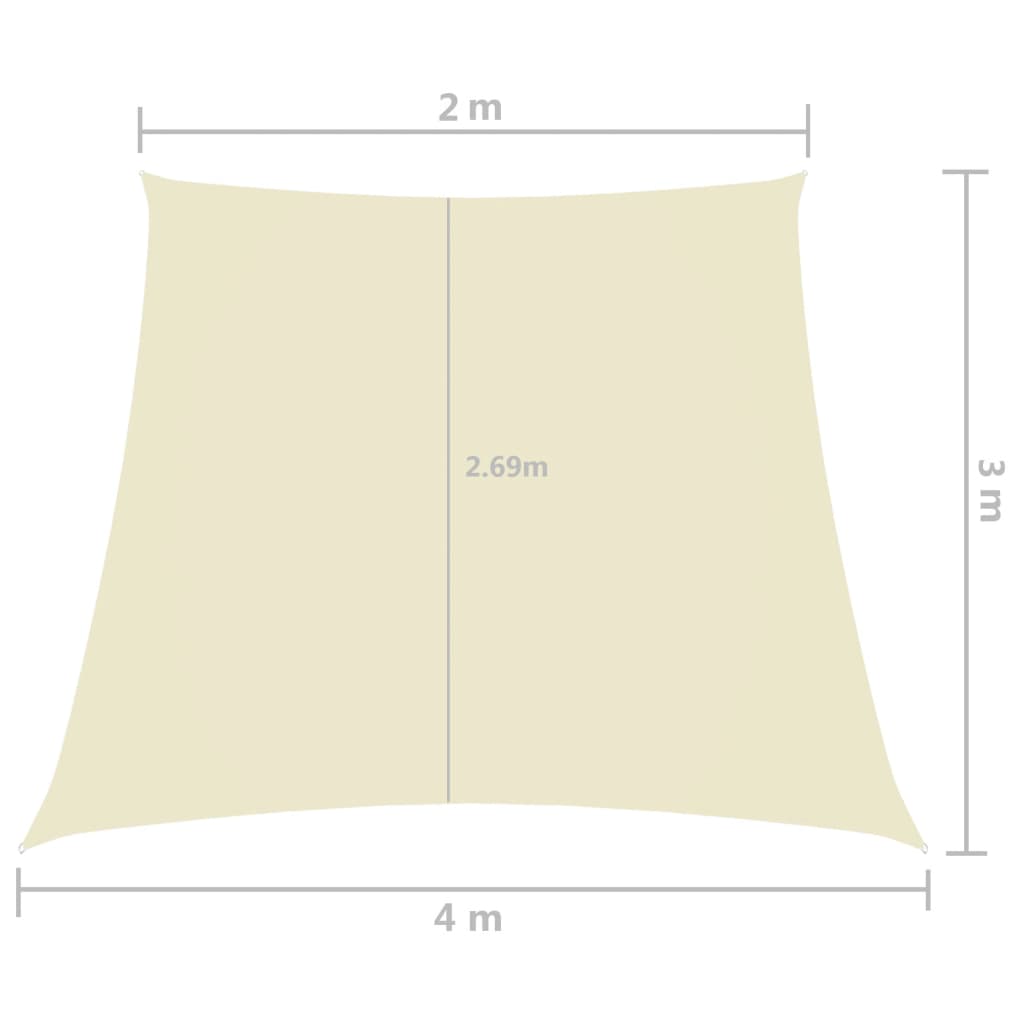 Parasole a Vela in Tela Oxford a Trapezio 2/4x3 m Crema - homemem39