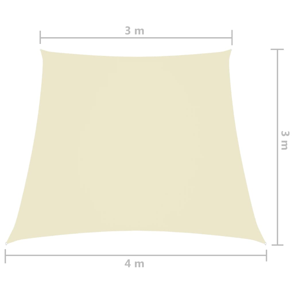 Parasole a Vela in Tessuto Oxford a Trapezio 3/4x3m Crema - homemem39