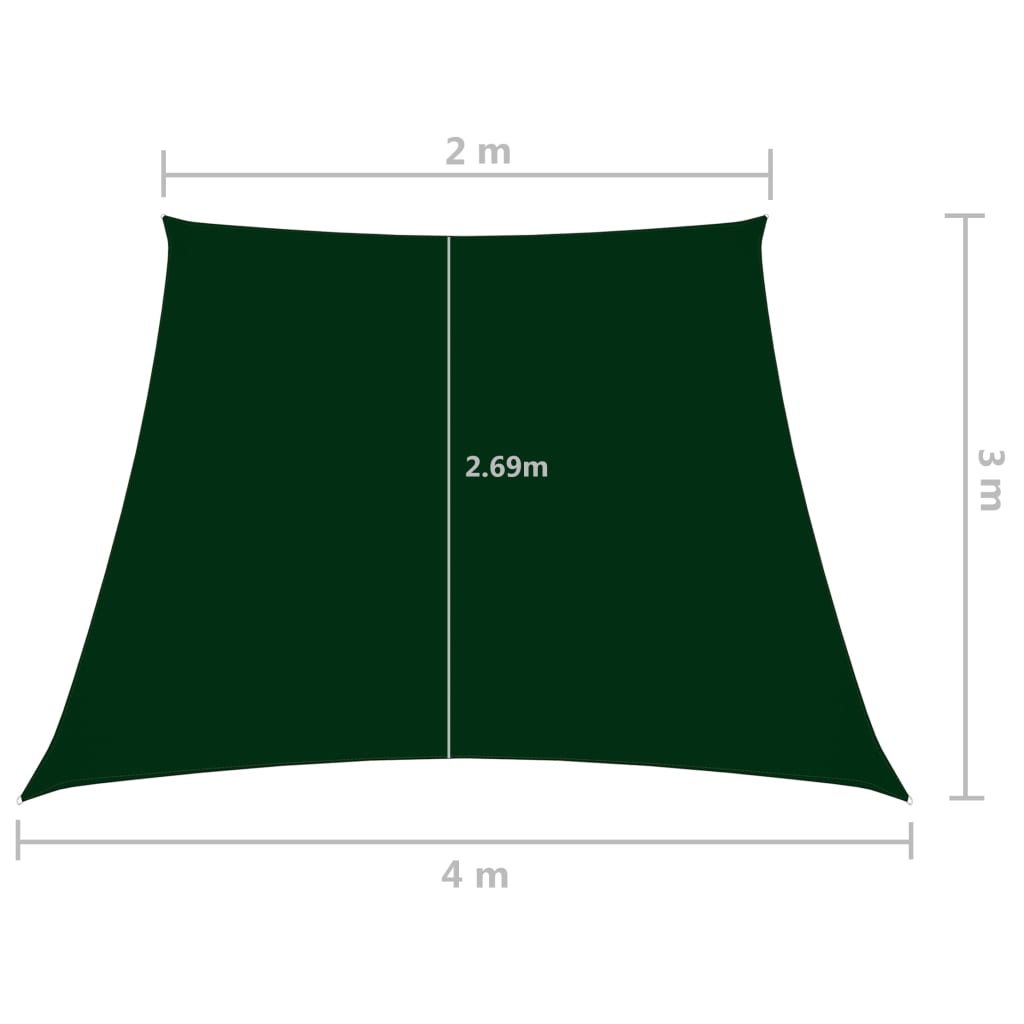 Parasole a Vela in Tela Oxford a Trapezio 2/4x3 m Verde Scuro - homemem39