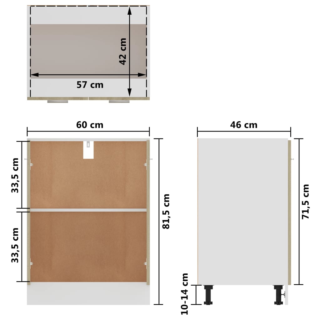 Armadio Inferiore Rovere Sonoma 60x46x81,5 cm in Truciolato - homemem39