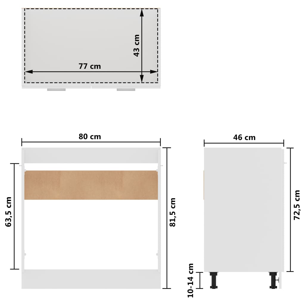 Armadio Inferiore per Lavabo Bianco 80x46x81,5 cm in Truciolato - homemem39