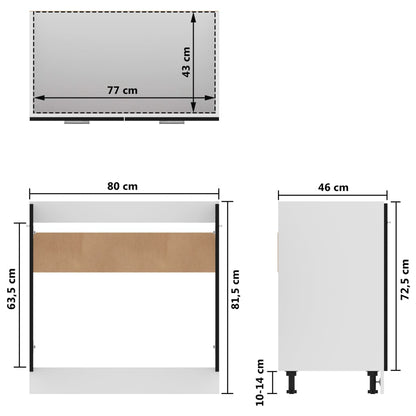 Armadio Inferiore per Lavabo Nero 80x46x81,5 cm in Truciolato - homemem39