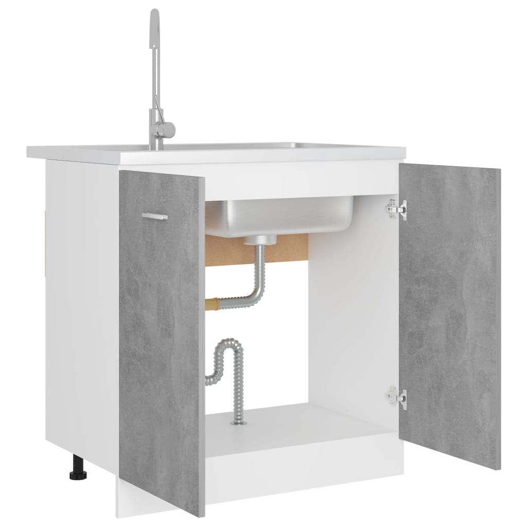 Armadio per Lavabo Grigio Cemento 80x46x81,5 cm in Multistrato - homemem39