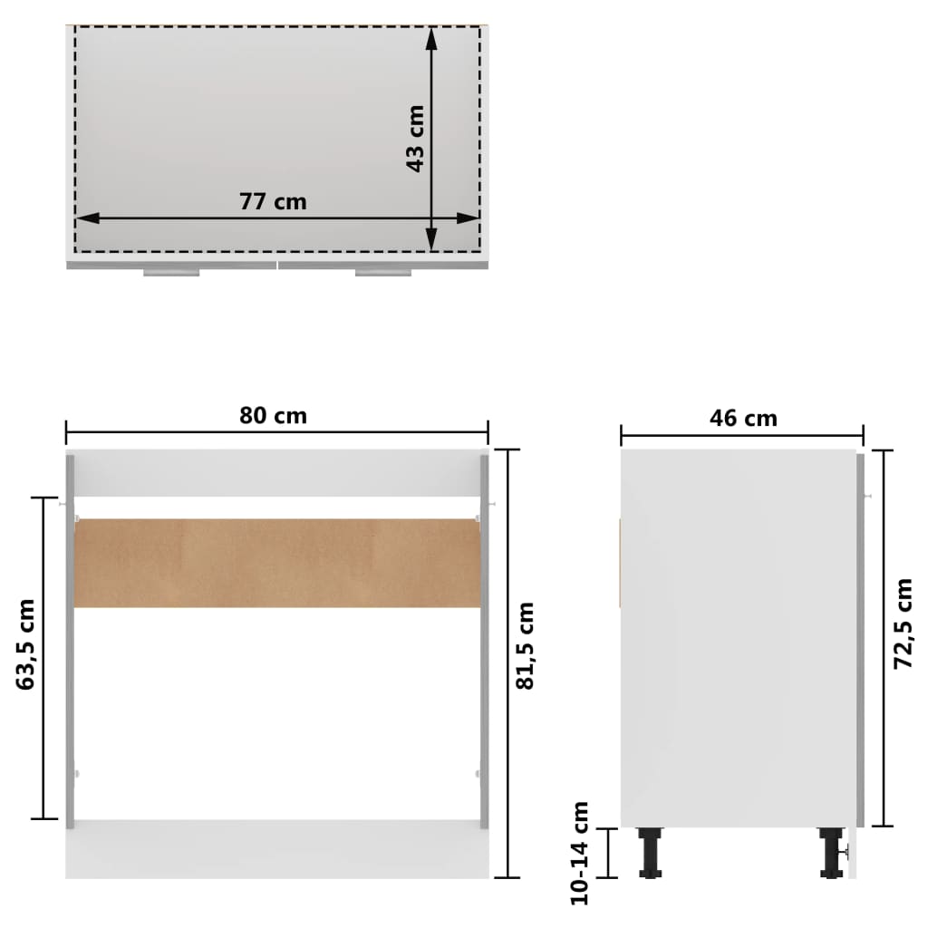 Armadio per Lavabo Grigio Cemento 80x46x81,5 cm in Multistrato - homemem39