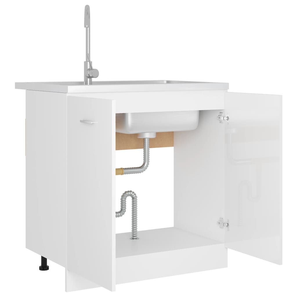 Armadio per Lavabo Bianco Lucido 80x46x81,5 cm in Truciolato - homemem39