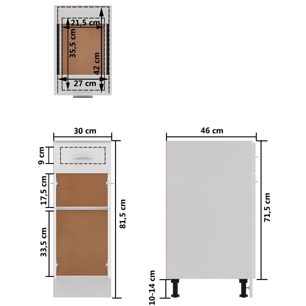 Armadio con Cassetto Bianco Lucido 30x46x81,5 cm in Truciolato - homemem39