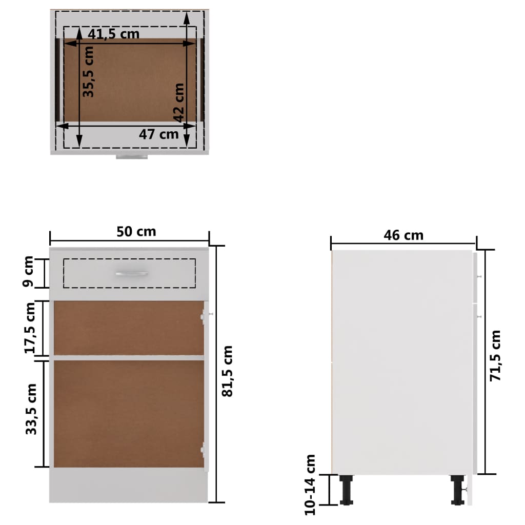 Armadio con Cassetto Bianco Lucido 50x46x81,5 cm in Truciolato - homemem39