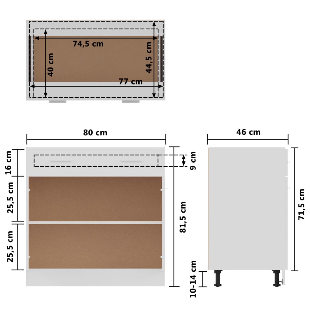 Mobile Inferiore Cassetto Bianco 80x46x81,5cm Legno Multistrato - homemem39