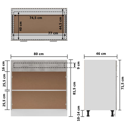 Armadio con Cassetto Grigio Cemento 80x46x81,5 cm in Truciolato - homemem39