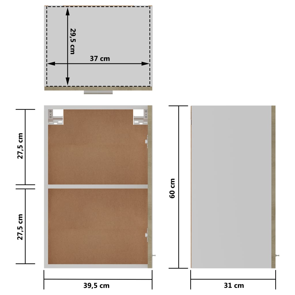 Armadio Sospeso Rovere Sonoma 39,5x31x60 cm in Truciolato - homemem39