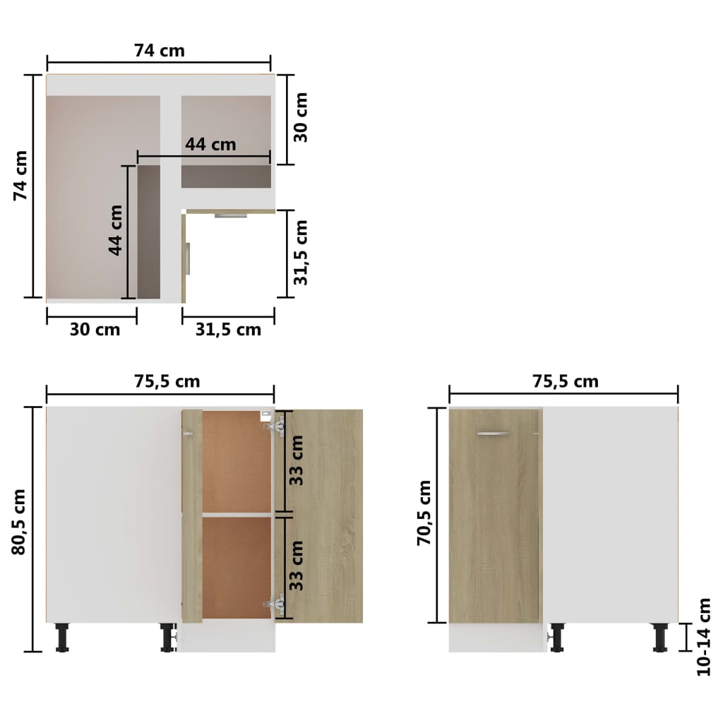 Armadio Angolare Rovere Sonoma 75,5x75,5x80,5 cm in Truciolato - homemem39