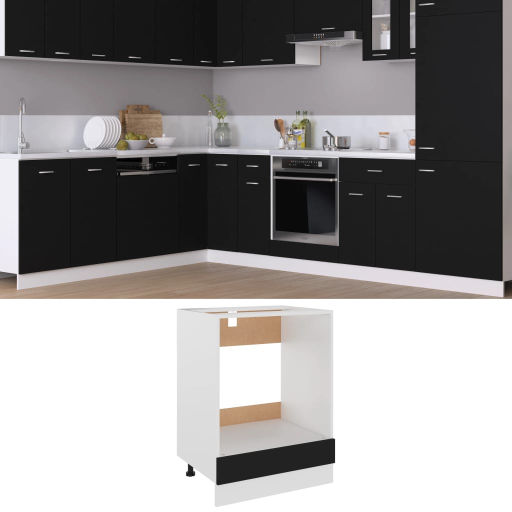 Armadio per Forno Nero 60x46x81,5 cm in Truciolato - homemem39