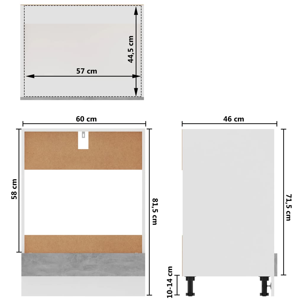 Armadio per Forno Grigio Cemento 60x46x81,5 cm in Truciolato - homemem39