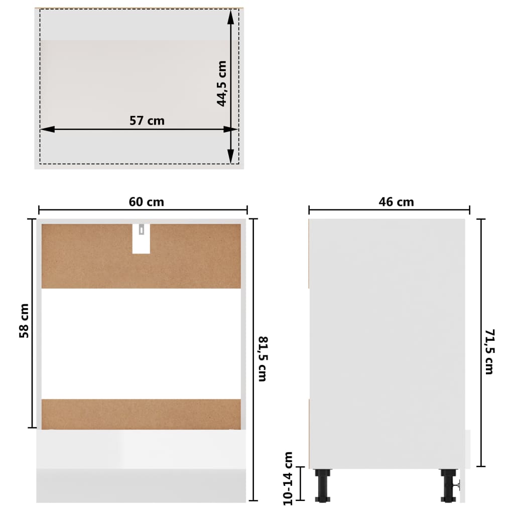 Armadio per Forno Bianco Lucido 60x46x81,5 cm in Truciolato - homemem39