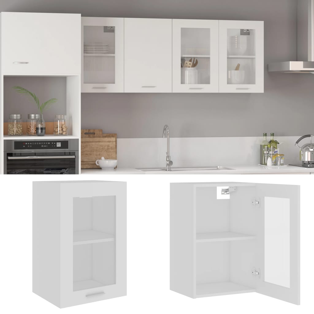 Armadio Sospeso con Vetro Bianco 40x31x60 cm Legno Multistrato - homemem39