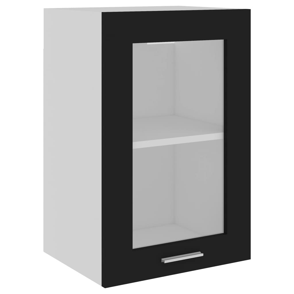 Mobile Pensile con Vetro Nero 40x31x60 cm in Legno Multistrato - homemem39