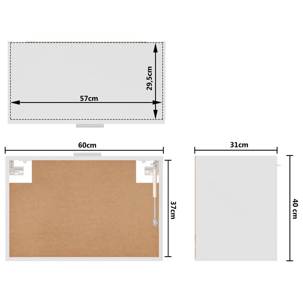 Mobile Pensile Bianco 60x31x40 cm in Legno Multistrato - homemem39