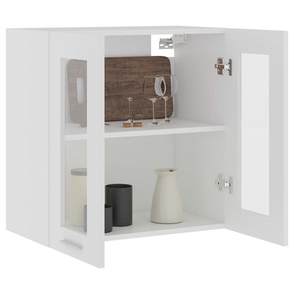 Mobile Pensile con Vetro Bianco 60x31x60 cm Legno Multistrato - homemem39