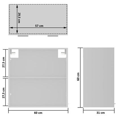 Mobile Pensile con Vetro Bianco 60x31x60 cm Legno Multistrato - homemem39