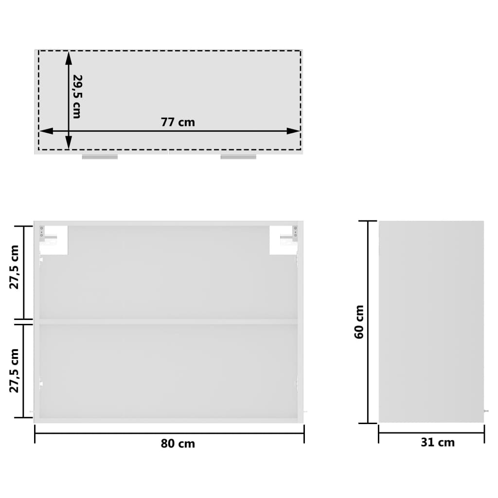 Armadio Sospeso con Vetro Bianco 80x31x60 cm in Truciolato - homemem39