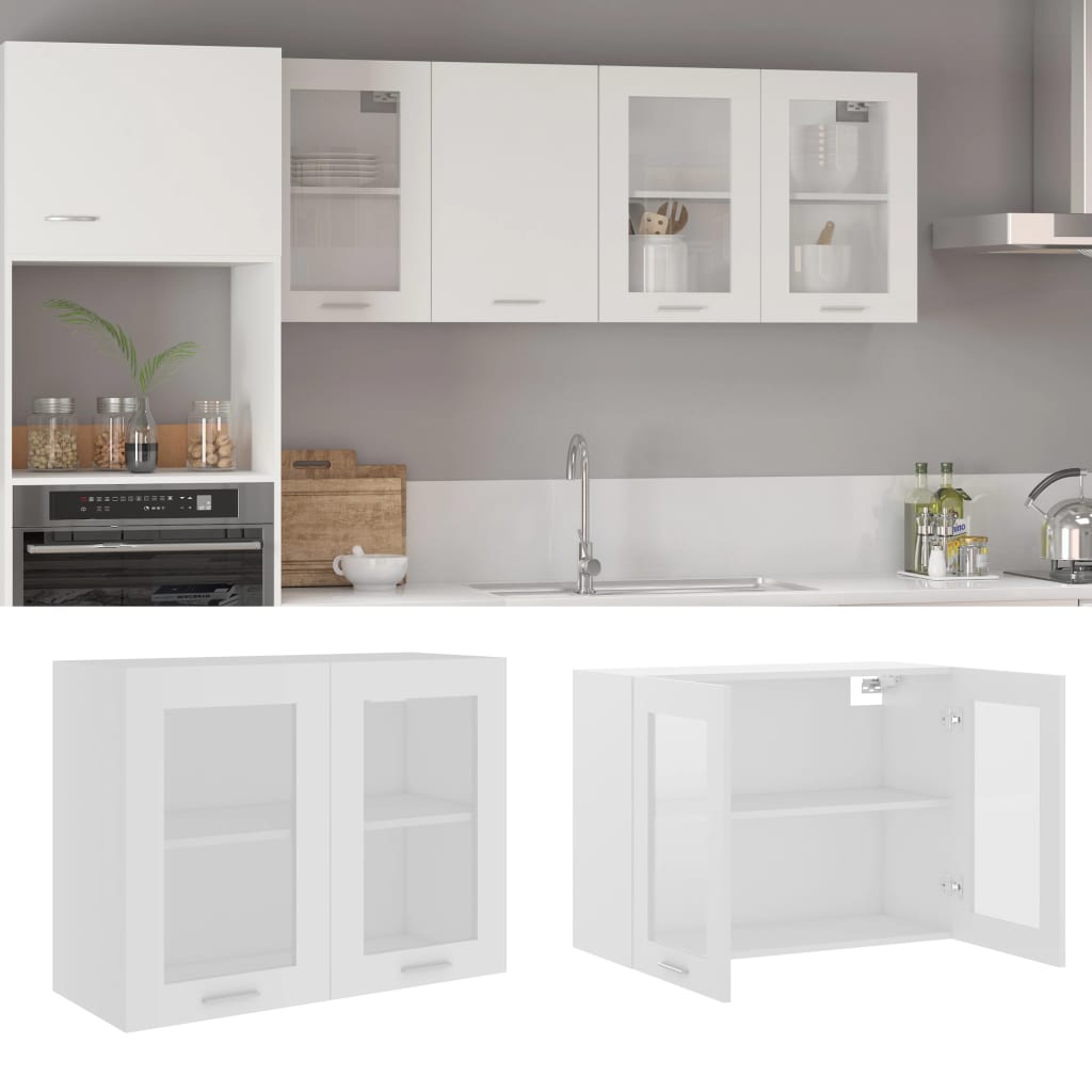 Armadio Sospeso con Vetro Bianco 80x31x60 cm in Truciolato - homemem39